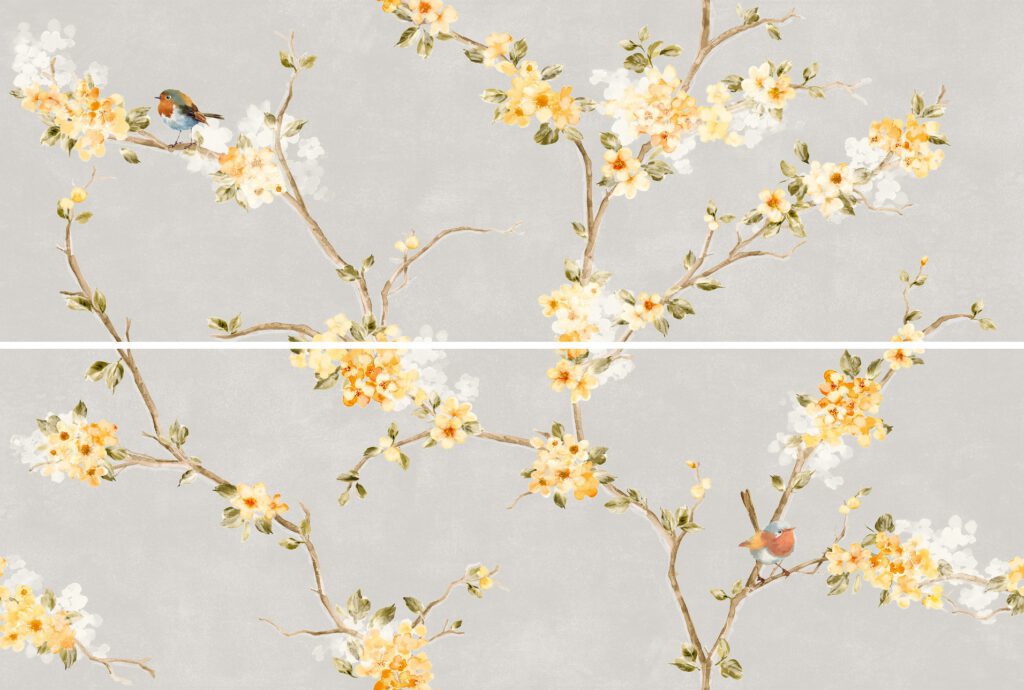 Ragno Mixed Bianco Decoro Fiore di Pesco Touch 40x120 (3 szett/doboz)